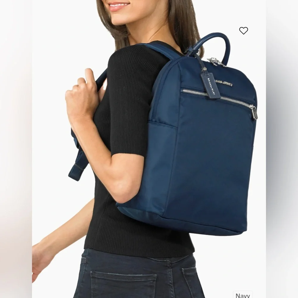 NWOT Briggs & Riley slim Rhapsody navy backpack - Picture 5 of 15
